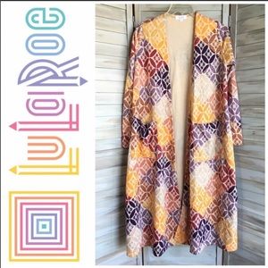 Lularoe Sarah duster cardigan jewel tone diamond size Small 6 8